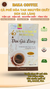 Cà Phê Hòa Tan Nguyên Chất Đen Già Làng Baka Coffee - Đậm Vị Không Hương Liệu - Bì Zip 10 gói