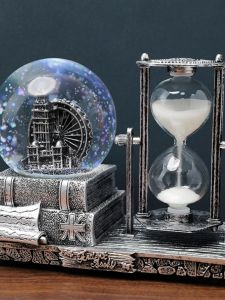 Creative Music Box Sandglass Decorative Ornament Crystal Ball Wine Cabinet Decoration Birthday Gift for Girls Children