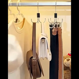 ตะขอแขวนหมุนได้ 360°ะขอแขวนหมวกเบสบอล 6ตะขอ ตะขอแขวนสแตนเลส ที่แขวนผ้า หลายฟังก์ชันที่แขวน สำหรับหมวก/ผ้าพันคอ/เข็มขัด Hanger