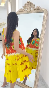 Daster Yukensi Calista Motif Jumputan Batik Sakura Pekalongan Baju Dress Piyama Rayon Wanita Tidur Ibu Remaja Busui Bumil