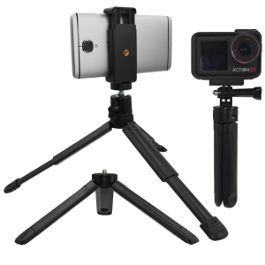 Extendable Mini Tripod Stand 1/4" Screw Mount for DJI Osmo GoPro Insta360 Action Camera Phone Desktop Tripod for Vlog Live Strea