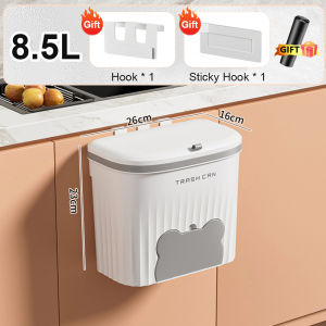 8.5/12L Kitchen Wastebasket Wall Mounted Trash Can With Lid Bathroom Trash Bin Garbage Can for Cabinet Under Sink Recycling Bin