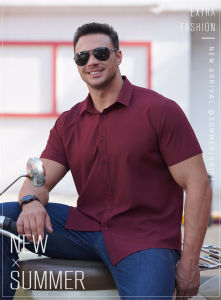 【L-10XL】175KG Can Wear Large Fat Oversize Big Plus Size Mens Solid Color Short Sleeve Shirt Summer Thin Business Casual Loose Elastic Pure Color Professional Shirts