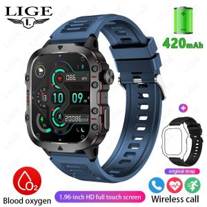 LIGE Military Smart Watch Men Outdoor Sports 3ATM Waterproof  Blood Oxygen Bluetooth Call Watches Men Smartwatch For Android New