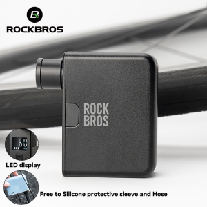 ROCKBROS Bicycle Pump Mini Portable Electric Air Pump 120PSI LED Digital Display Inflator Pump AV/FV Road Bike MTB Cycling Equipment Bicycle Accessories