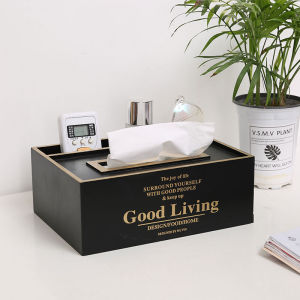 Multifunctional Wooden Tissue Box High-End Living Room Coffee Table Remote Control Integrated Design Luxury Minimalist Style