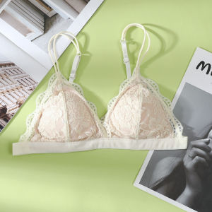 สไตล์ฝรั่งเศสไร้สายชุดชั้นในเซ็กซี่ลูกไม้ฤดูร้อนบางBackless Braขนาดใหญ่ปรากฏสามเหลี่ยมขนาดเล็กถ้วยชุดชั้นในห่อหน้าอก