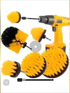 3pcs Round Drill Brush Head set for All Around Cleaning Bathroom Wall Car Interior Works with Drills