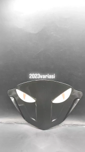 VISOR BEAT KARBU HITAM + STIKER TIMBUL MATA MENYALA BOS QU