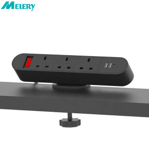 Melery Tablet Socket Power Strip UK Electrical Plug Outlets Sockets USB Type-C Port Clamp on Conference Home Office Desk Kitchen