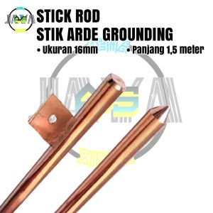Stick As Grounding Rod 16mm / Stik Arde Grounding Penangkal Petir Panjang 15meter Bonded Arde Rod Gtojnding Anti Petir