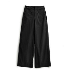 European High-end Trendy Round-cut Design High-waist Culottes 9/10th Length