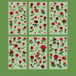 6 Pcs Journal Stickers Plant and Flower StickersPET Waterproof Transparent Floral PatternsDIY Photo Album Decoration Stickers