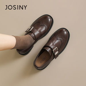 Josiny | Leather Loafer Shoe Black Thick Sole