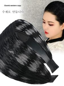 Wide Edge Hairband Womens Wave Net Cover Grey Hair Headwear Fashion Spring Autumn Hairband Pressed Hair Band Hair Clip