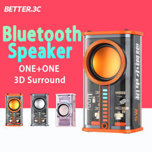 📻【Readystock】 + FREE Shipping 📻 K07/K08 Transparent Mecha Wireless Speaker Bluetooth-compatible 5.0 600mAh Portable Speaker Built-in MIC 3 LED Light Modes For Party