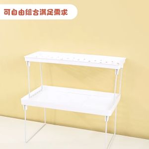 BEULIFE Multi-Purpose Table Top Double Layer Stackable Space Saving Storage Rack Shelf Kitchen Cabinet Stationery Cosmetic Storage Organizer