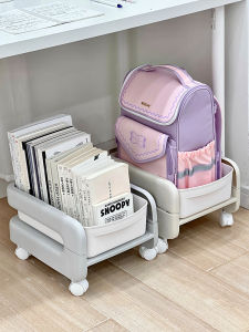 Portable Rolling Bookbag Rack under Desk Student Mini Cart Storage Organizer Plastic Desk Accessories Childrens Room Decor