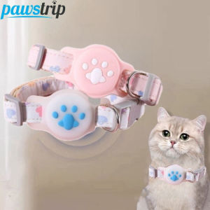Adjustable Cat Collar with AirTag Holder Case Anti-Lost Cat Collar GPS Tracker Protective Case Print Kitten Collar Pet Supplies