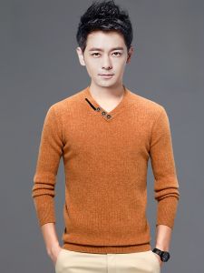 ROMON | Lomond Mens Knitted Sweater V-Neck Thick Warm Winter Fashion City Style Long Sleeve Youth Casual Wear Pure Wool 100%