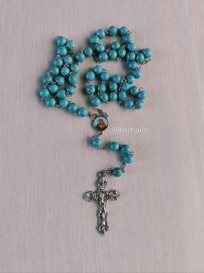 Rosary 8mm with Immaculate Heart of Mary Center Medal (Handmade) Elegant design Rosary with case