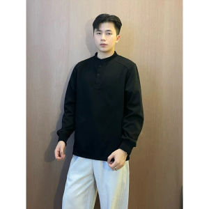 เสื้อยืดคอกลมแขนยาวสีขาวสำหรับผู้ชาย ทรงบ็อกซี่ ทรงหลวม ทรงเข้ารูป สำหรับออกกำลังกายในฤดูใบไม้ร่วง ทรงเข้ารูป เสื้อคลุมกันหนาว