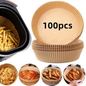 50/100/200pcs Disposable Air Fryer Paper Round/Square Special Paper Food Silicon Oil Paper Air Fryer Liners Baking Paper