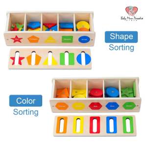 Wooden Shape Sorting Learning Toys Color Sorting Coin Box Learning Matching Box