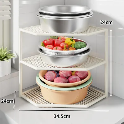 evesigar | Multi-functional Kitchen Corner Shelf Multi-level Storage and Drainage Rack