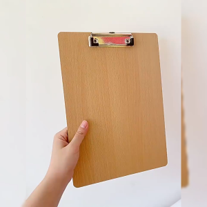 Long Wooden Clipboard Long Vertical Writing Board Clamp with Profile Clip and Hook Paper Organizer for Shool Office 24x34CM