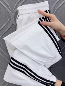 Quick Dry Casual Pants Womens High Waist Thin Summer Fashionnable Slash Harrlam Trougers Korean Version Cotton And PolyBlend