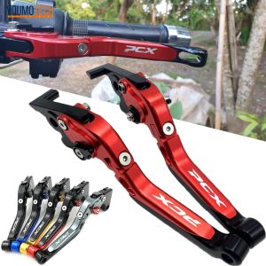 For Honda PCX160 PCX150 PCX125 ABS/CBS/STD 2014-2025 Motorcycle Folding Extendable Brake Clutch Levers PCX Accessories CNC Aluminum Handle Brake Lever with PCX logo PCX 150 PCX 160 125