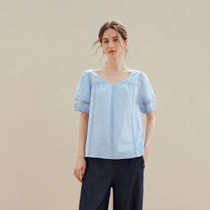 INMAN | Áo Sơ Mi Voan Cotton Cổ V