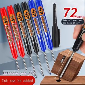 45mm Tip Waterproof Long Head Marker Pen Deep Hole Non-Toxic Black Red Blue Quick-Dry Ink Marker Pen for Woodworking Construction