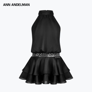 ANN ANDELMAN | Full Rhinestone Waist Flared Layered Dress