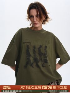 MADWITCH Vintage Washed Print T-Shirt Loose Fit Short Sleeve Men Women High Street Style Retro Design Cotton round Neck Tee