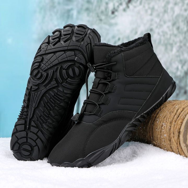 Snow BOOTS กันน้ําผู้ชายฤดูหนาวรองเท้า Barefoot ข้อเท้ารองเท้า 36-46 คู่รองเท้าเดินป่ากลางแจ้งรองเท้า WARM Plush รองเท้า