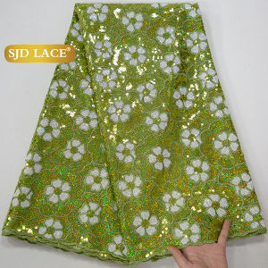 SJD REN Nigeria Pháp Vải Nhung Phối Ren Cao Cấp Kim Sa Lấp Lánh Lưới Dành Cho Nữ Tiệc Cưới Váy Phong Cách Châu Phi 2025