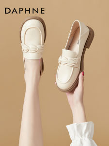 Daphne | New Autumn/Spring British Style Leather Loafer Shoes White