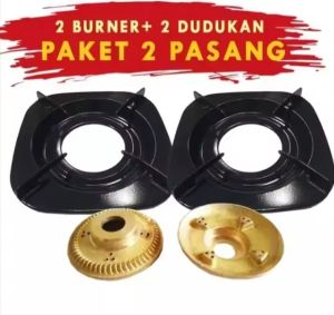 Terlariss!!! 2 Pcs Tatakan Kompor Rinnai Kaki 4 Bonus Burner Kuningan Rinnai