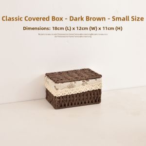 Weaved Basket with Lid for Storage