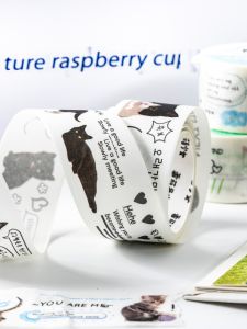 INS Style Business Today Meow and Paper Adhesive Tape Easiest for Match Cute Cartoon Cat Notebook Landscaping Decoration Material Stickers