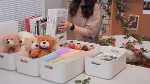 GREENIKA กล่องเก็บของ สไตล์ญี่ปุ่น มีหูหิ้วมีฝาปิด มินิมอล กล่องจัดระเบียบ ประหยัดพื้นที่ อนกประสงค์