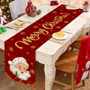 Red Santa Claus Christmas Table Runner Christmas Decoration for Home 2025 Xmas Party Table Cover Decor Navidad New Year 2026