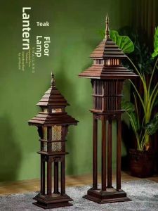 Real Wood Thai Carved Southeast Asian Decor Terrace Lamp