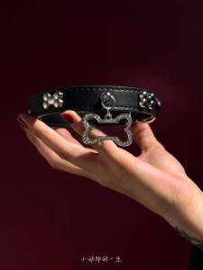 Cute Bone Pearl Necklace with Diamond Embellishment Punk Style Adult Fashion Jewelry Lockbone Neck Puppy Leash Chain