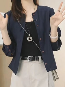 Sun Protection Silk Acetate Shirt Womens Small Size Thin Long Sleeve Loose Casual Lyocell Shirt Early Autumn Top Women