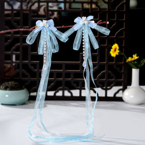 Traditional Chinese Hanfu Hair Accessories Fairy Tale Girl Hairpins with Sashes Performance Decorations for Children