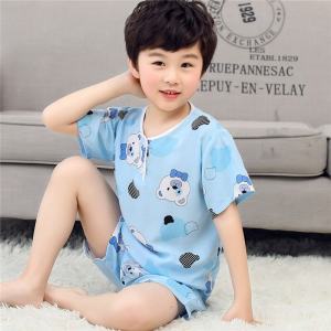 Bộ Đồ Ngủ Cotton Lụa Mỏng Mùa Hè Cho Trẻ Em Tay Ngắn Quần Short Bé Trai Bé Gái Đồ Ngủ Thoải Mái Thoáng Khí Cho Trẻ Em