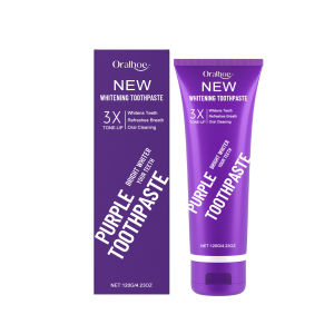 Purple Toothpaste Fluoride Free Stain Removal for Coffee & Tea Fresh Mint Flavor Teeth Whitening Natural Formula Deep Cleaning
